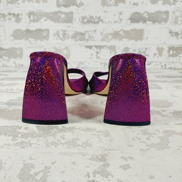 New By Far Michele Purple Metallic Leather Mules K127 - Picture 6 of 12